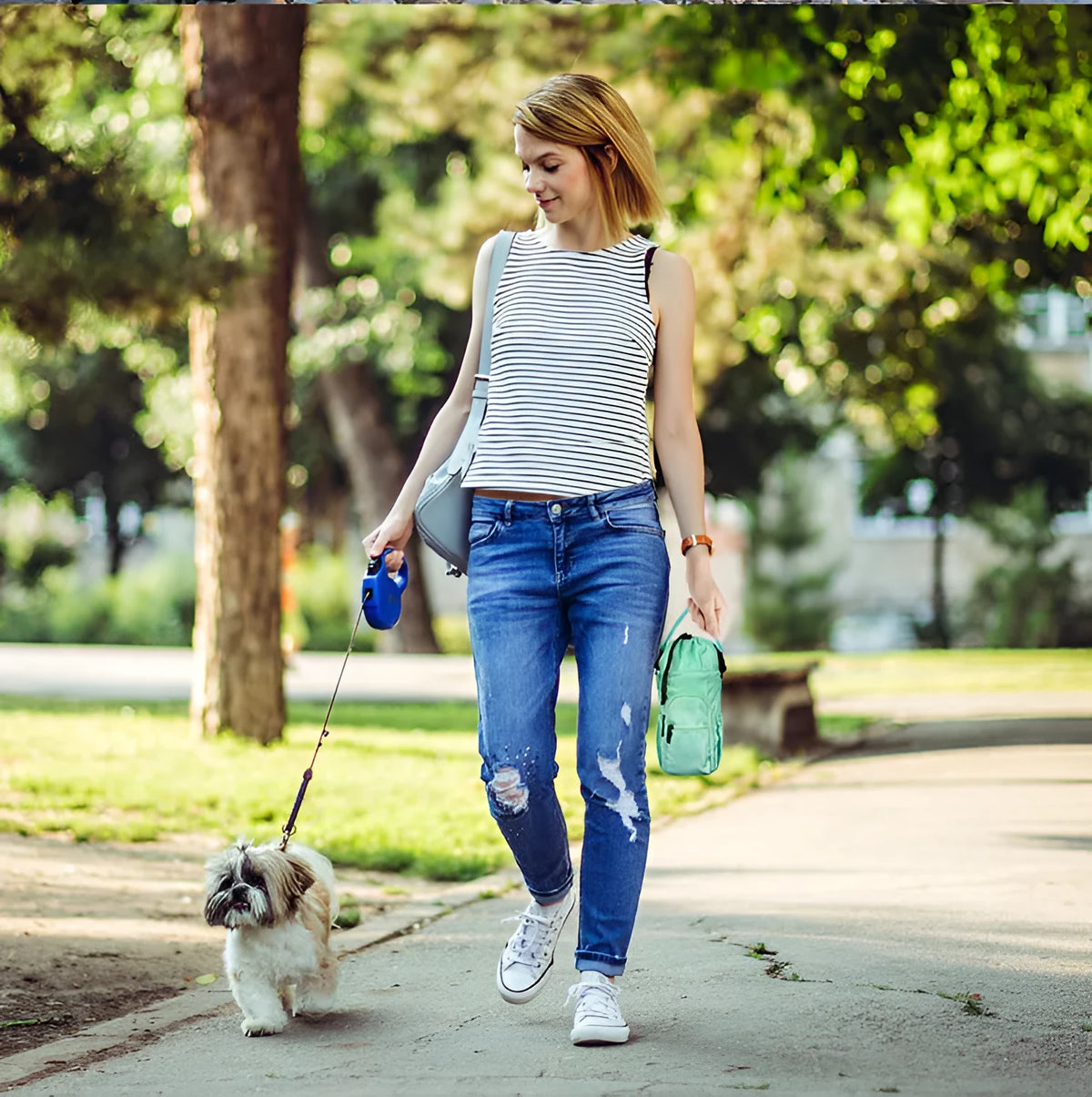 Cloth water bottle shoulder bag crossbody pouch in black, green, or pink.