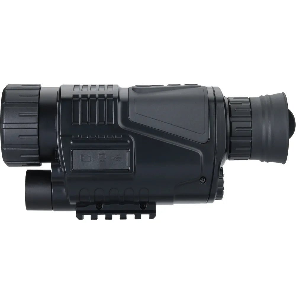 NV300 colour infrared digital night vision telescope with 40mm lens on a table with cables and storage bag.