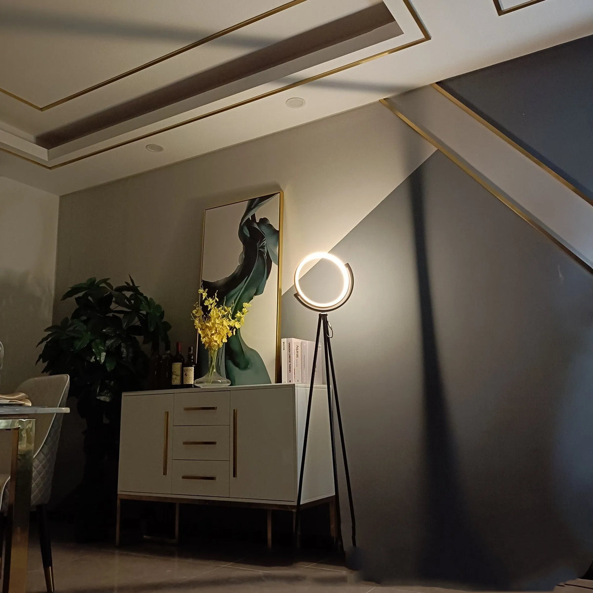1520mm black LED floor lamp with aluminium body, PVC shade, warm light, and pull wire switch