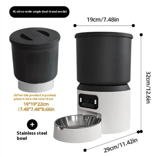 4L smart pet feeder with mobile app control and optional camera for cats and dogs
