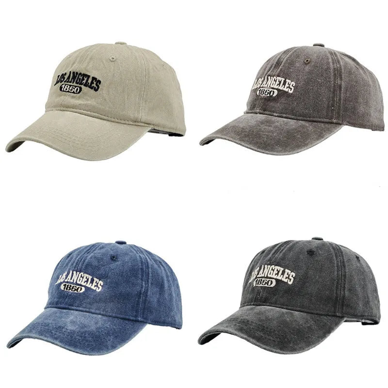 Retro personalised distressed letters embroidered peak cap in beige colour with adjustable strap