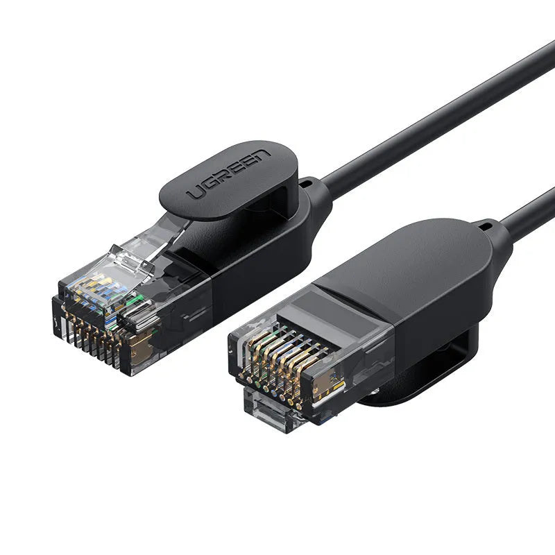 Black high-speed network cable for router and computer, plastic, available 0.5m to 10m