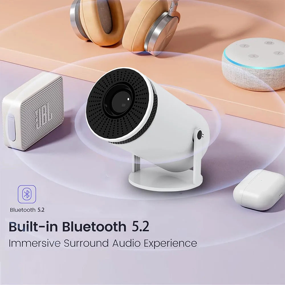 Portable mini home HD projector with Bluetooth for 4K support and outdoor screening