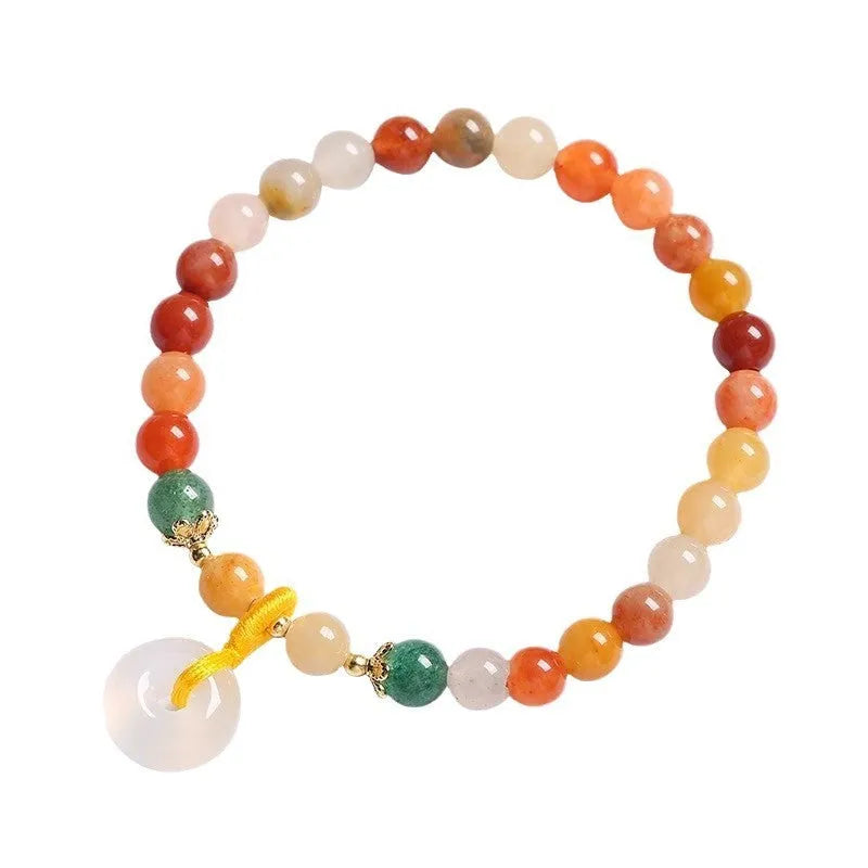 Handmade natural jinsi jade and red agate bracelet with safety buckle closure