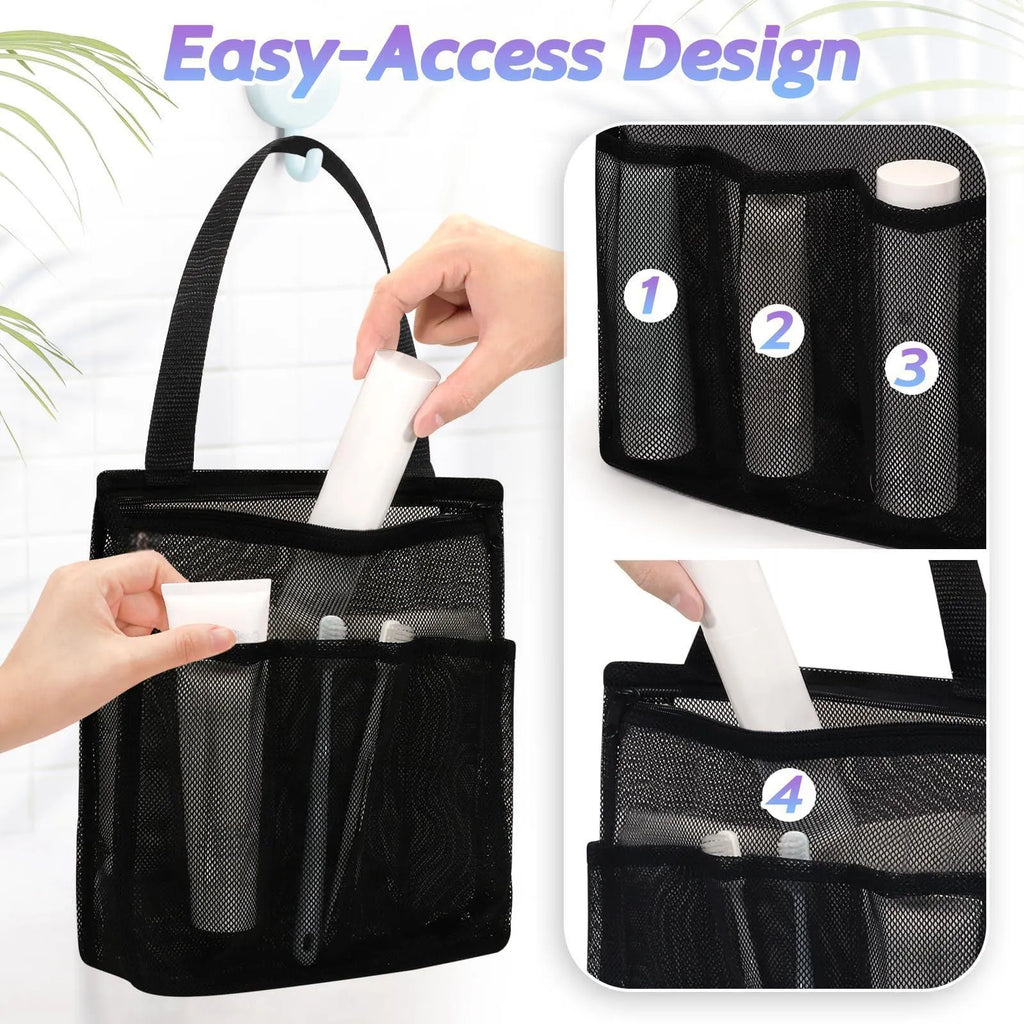 Black swimming gym bag with dry wet separation compartments and mesh net pocket