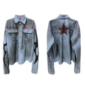 Men's washed blue striped casual shirt with long sleeves and lapel collar