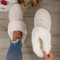 Women's winter plush slippers in solid colour, thick cotton sole with chunky heel, rubber outsole