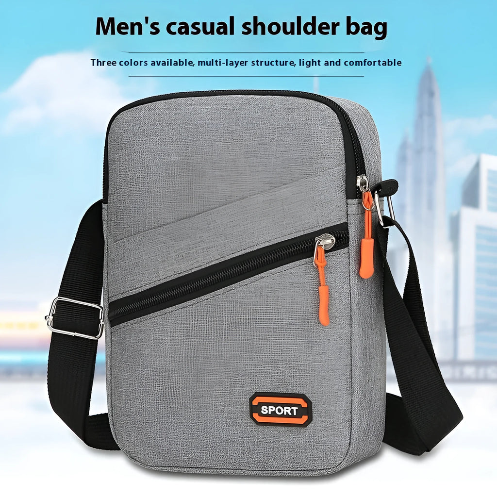 Ultra light Oxford cloth crossbody commuter bag in solid black, navy blue, or silver grey colour.
