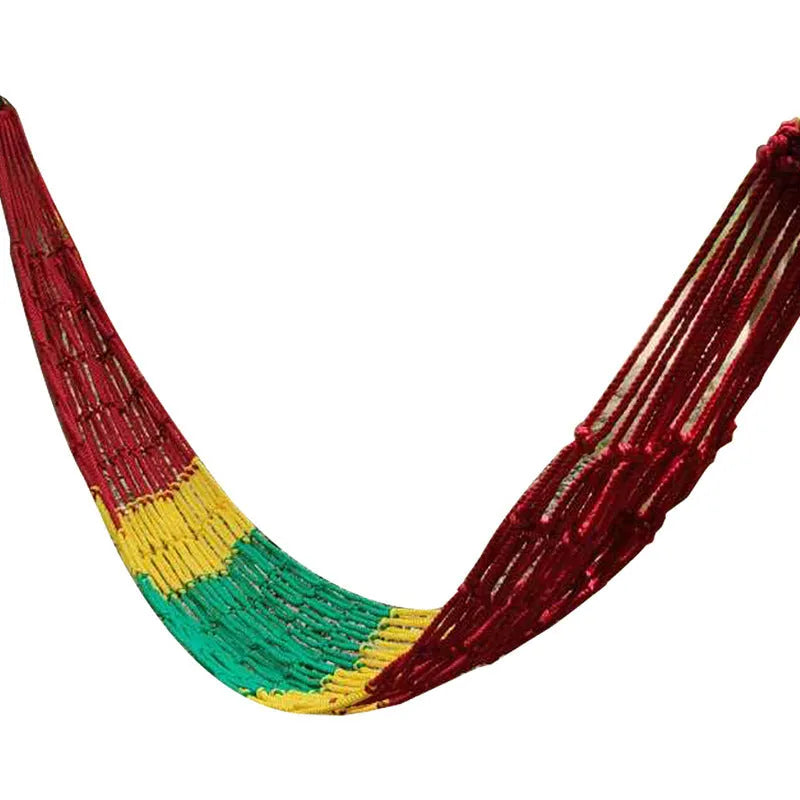 Outdoor nylon rope mesh hammock measuring 1.1m wide by 2.1m long with tying ropes