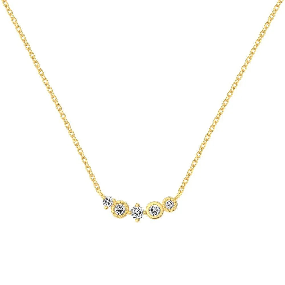 Geometric zircon 925 silver necklace for women in platinum or gold electroplated finish