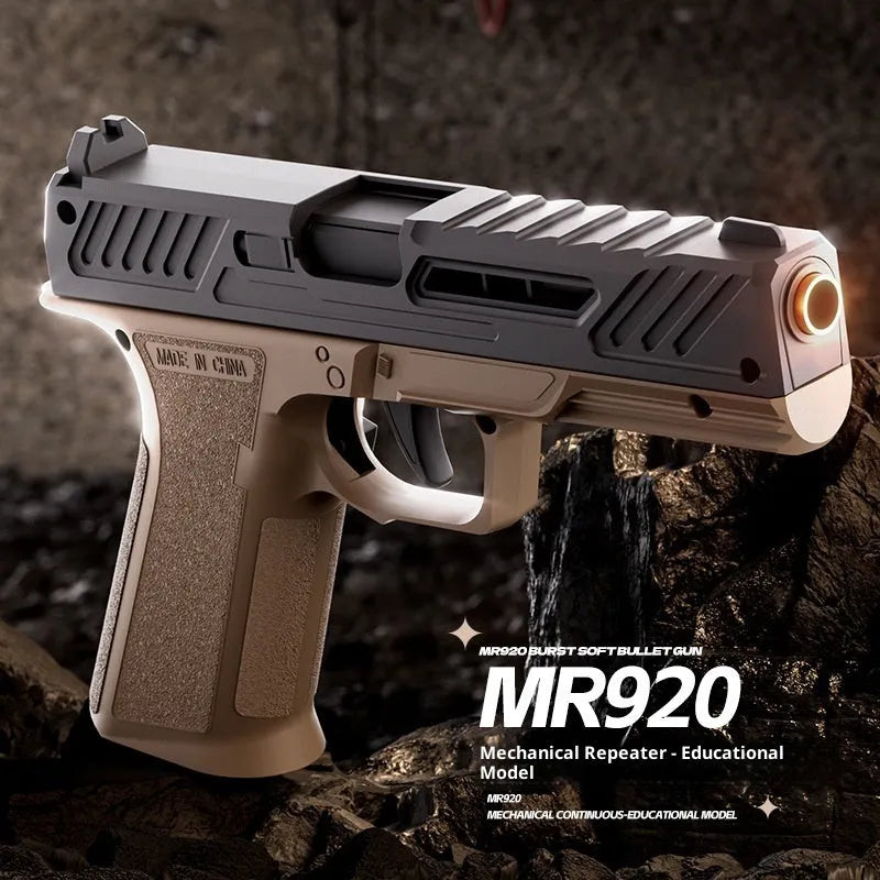 Pocket toy mini continuous hair throwing shell pistol in black or sand MR920 plastic toy gun for boys