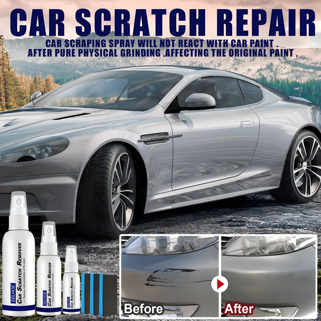 Car scratch repair spray can for DIY automotive paint scratch removal and sealing.