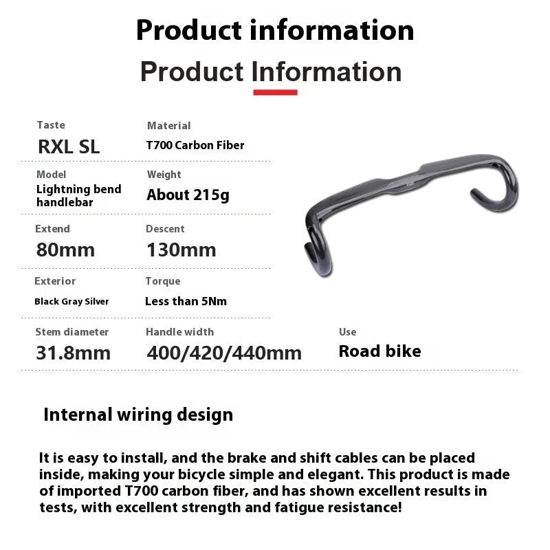 Carbon fiber road bicycle drop handlebar in UD Matte finish, showing 420mm width.