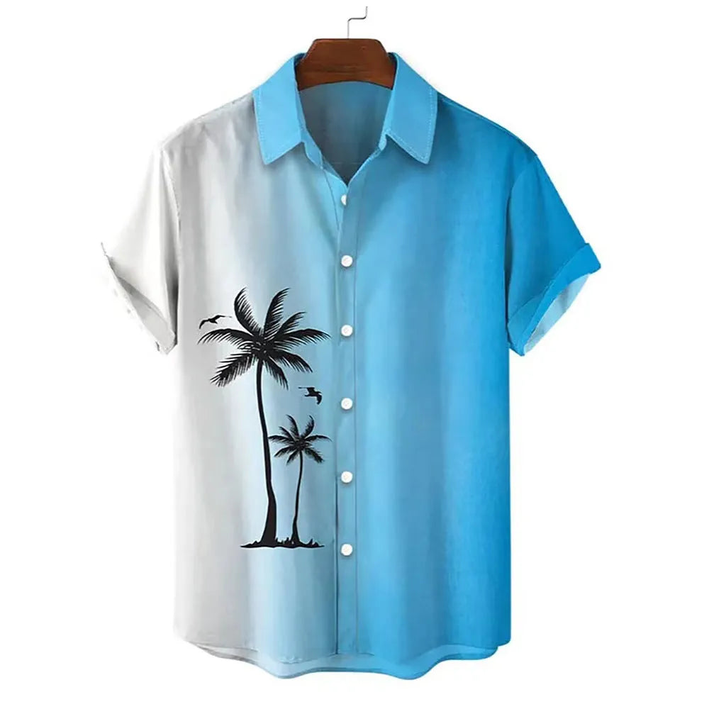 Men's Hawaiian summer shirt with 3D print in chemical fibre blend fabric showing colour options