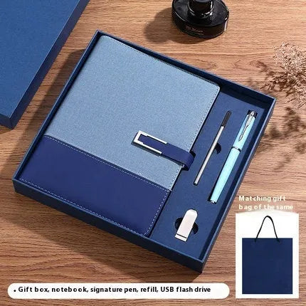 A5 soft leather business notebook in brown, black, green, blue, and red colour options.