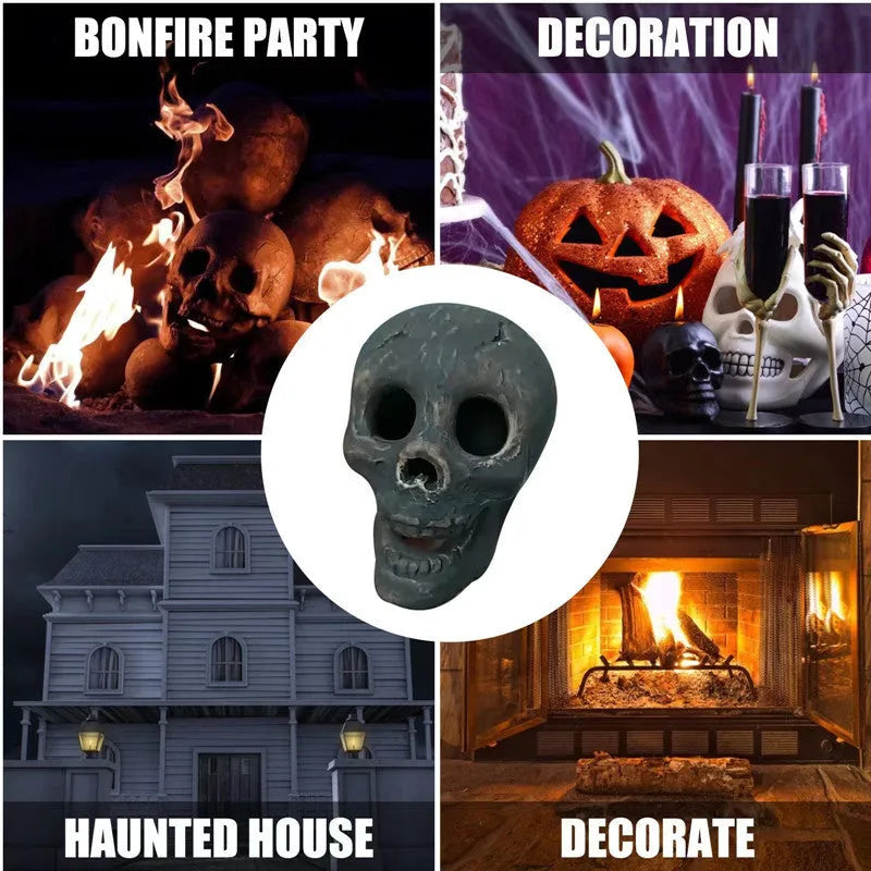 Skull Halloween barbecue fire resin ornament decoration in Skull BBQ single colour, 10x7x8cm