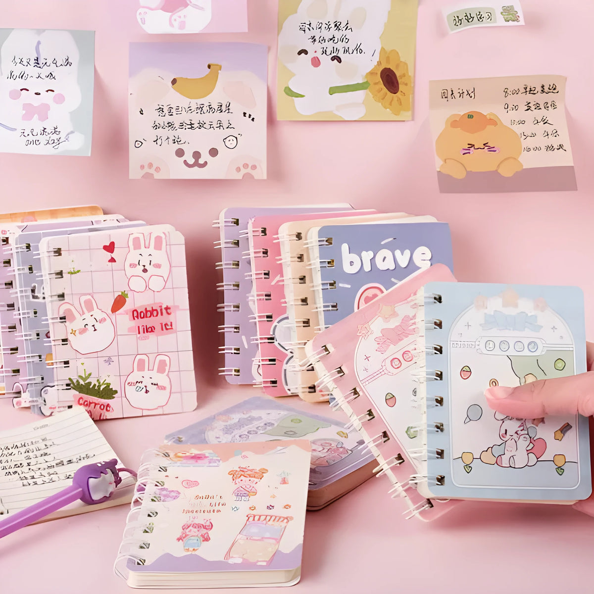 Cloth cover flip coil book pocket notebook with screw binding and lined pages
