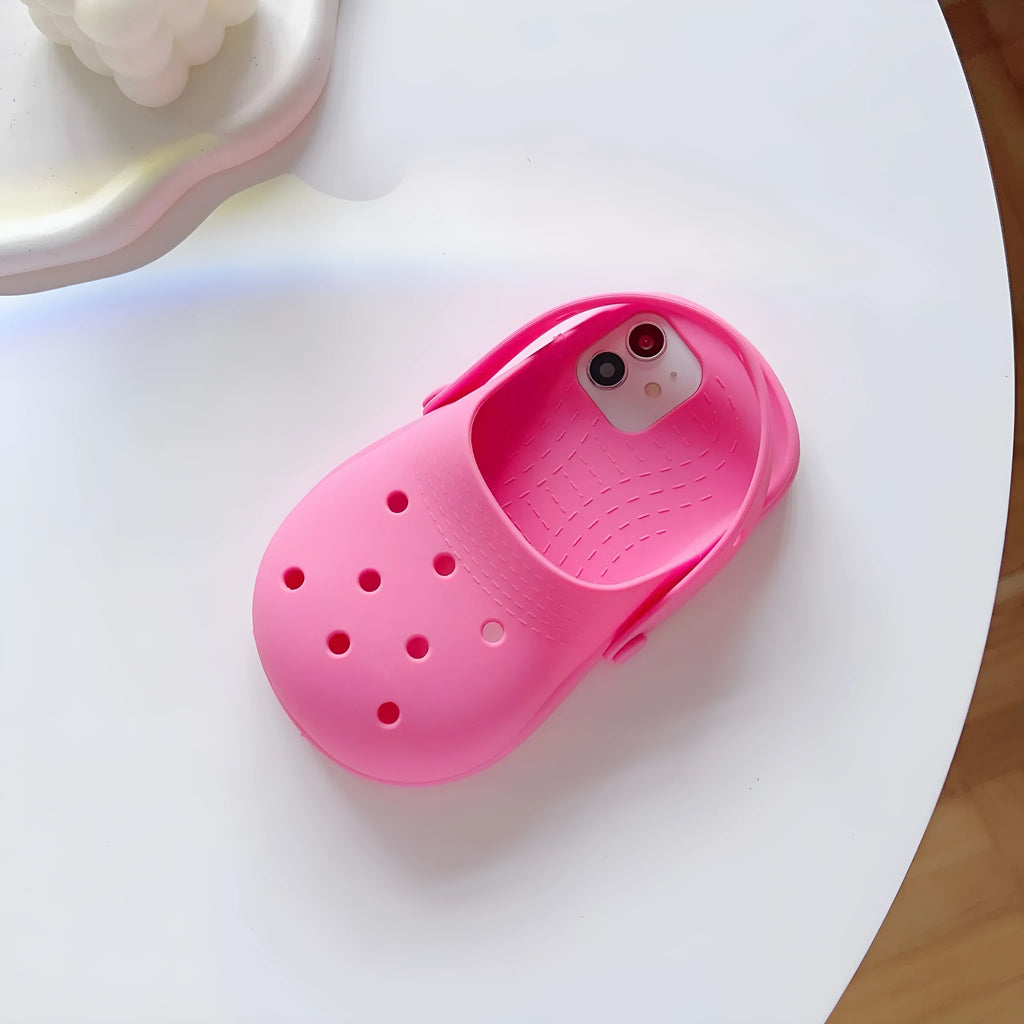 Pink silicone phone case with slipper design for iPhone 11-15, drop-resistant all-inclusive cover