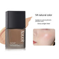 Liquid foundation bottle for oil control and brightening, available in Natural Colour and Ivory White shades.