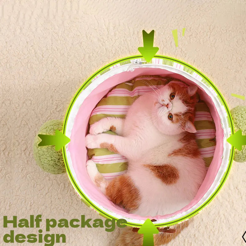 Cauliflower tree hole nest enclosed pet house for small dogs and cats in green and yellow colours
