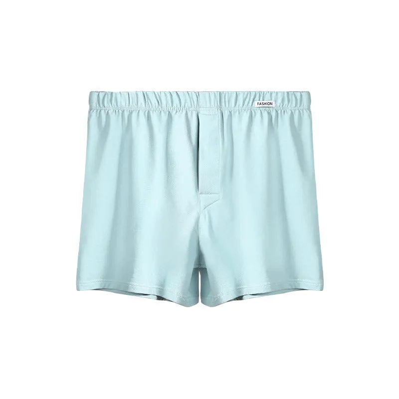 Men's loose-fitting cotton boxer shorts in solid colours with mid waist design