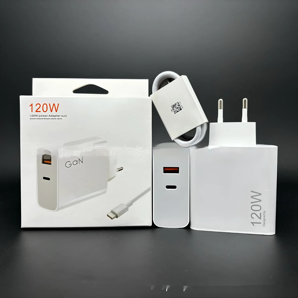 Blue gallium nitride charger with European standard plug for fast mobile phone charging