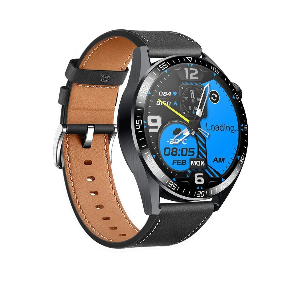 Black GS3 Max smartwatch with silicone strap showing colour screen displaying fitness data.