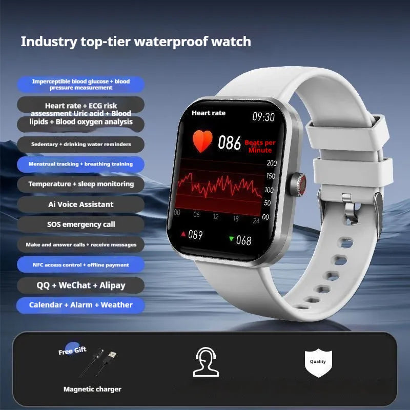 Smart Bluetooth call sports bracelet with TFT touch screen, health monitoring functions, magnetic charging and colour options