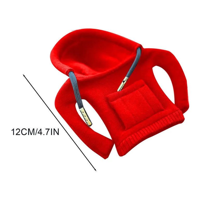 Pure cotton car gear lever decoration in red, shown on a gear stick.