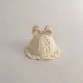 Cotton windproof bow fisherman hat for newborns, 38-42cm bucket hat in Fireworks, Heart, Leaf or Stripe style