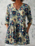 Women's retro slim fit printed long-sleeved top in polyester fabric showing digital print design