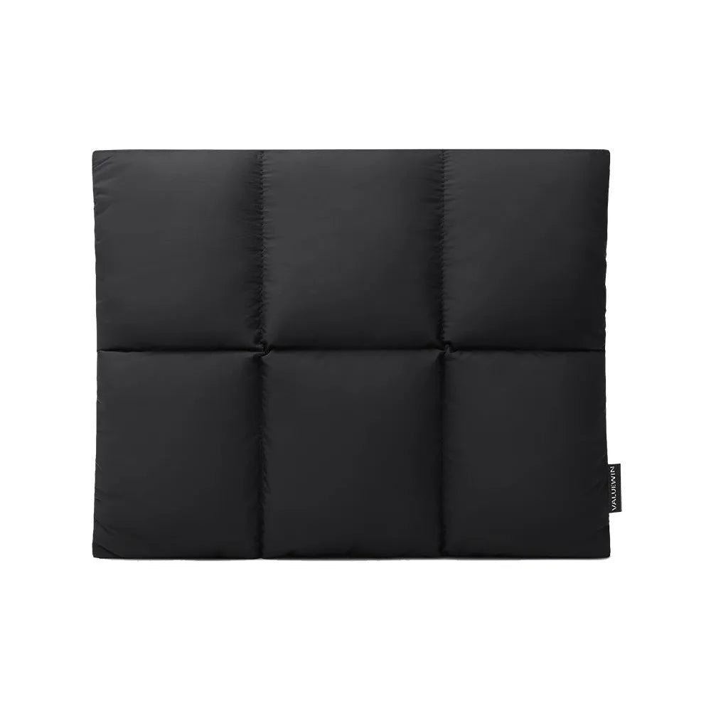 Soft fluffy polyester laptop sleeve in black with retro sewing thread detailing for 13-15.6 inch devices