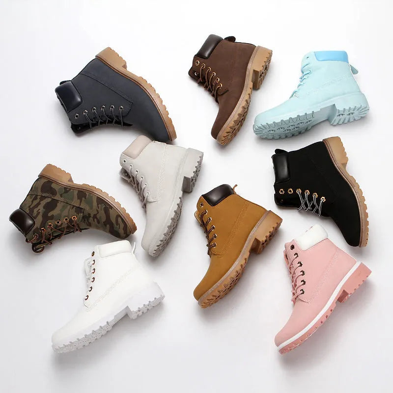 Men's flat bottom Martin boots with velvet lining in pink colour option