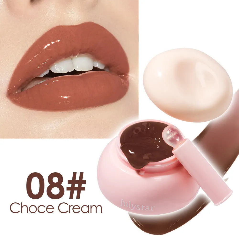 Women's solid mirror shiny jelly lip gloss in a 4g stick, shown in one of eight shades from 01Style to 08Style