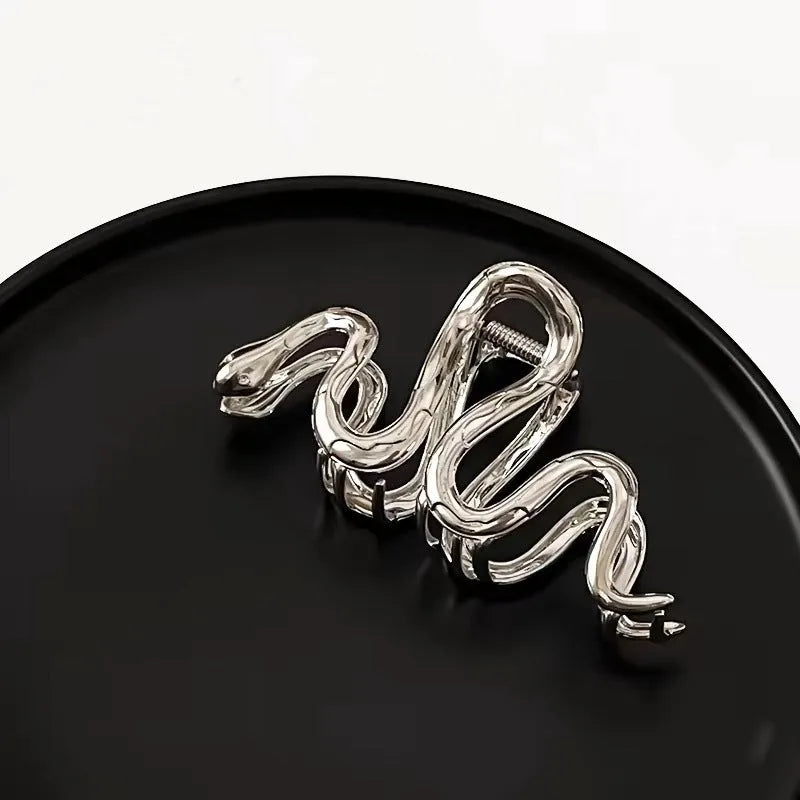 Slytherin serpentine metal hair clip barrette 10.5cm length in silver or gun black electroplated finish