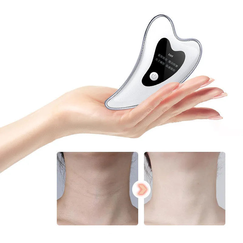 Electric USB Rechargeable Facial Scraping Body Guasha Massager Wrinkle Remover Board Scraping Scraper Tool Body Massage ABS Material 800mAh Battery 13cm x 7.5cm x 2cm Portable Handy Size for Face and Body Acupoint Massage and Neck Protection