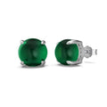 S925 sterling silver green chalcedony stud earrings with platinum electroplating and geometric round shape