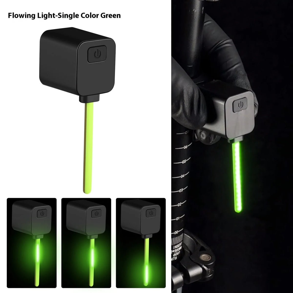 Bicycle rear taillight with running water LED pattern mounted on seat tube
