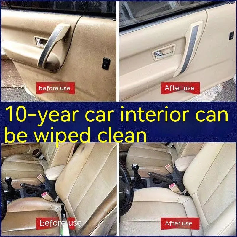 Bottle of wash free ultrasonic fabric roof cleaner with herb essence and oxidase for interior ceilings.