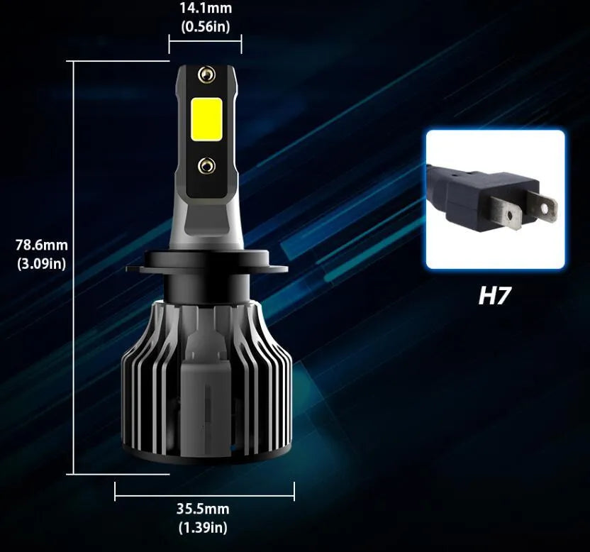 6000K white LED car headlight bulb with aluminium heat sink and adjustable chuck