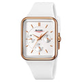 Square waterproof watch for girls with silicone strap in five colour options.