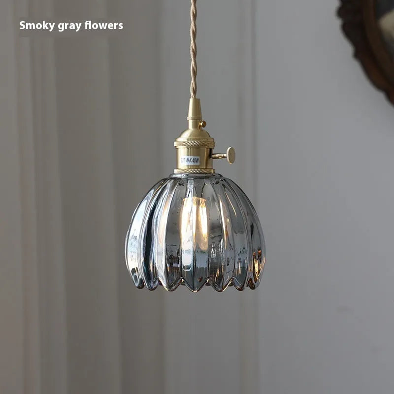 Vintage glass flower chandelier with Nordic design for bedside ceiling lighting