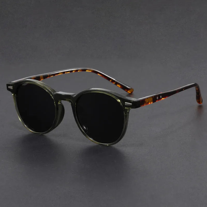 Ultra-light round frame retro sunglasses with polarised lenses in multiple colour options