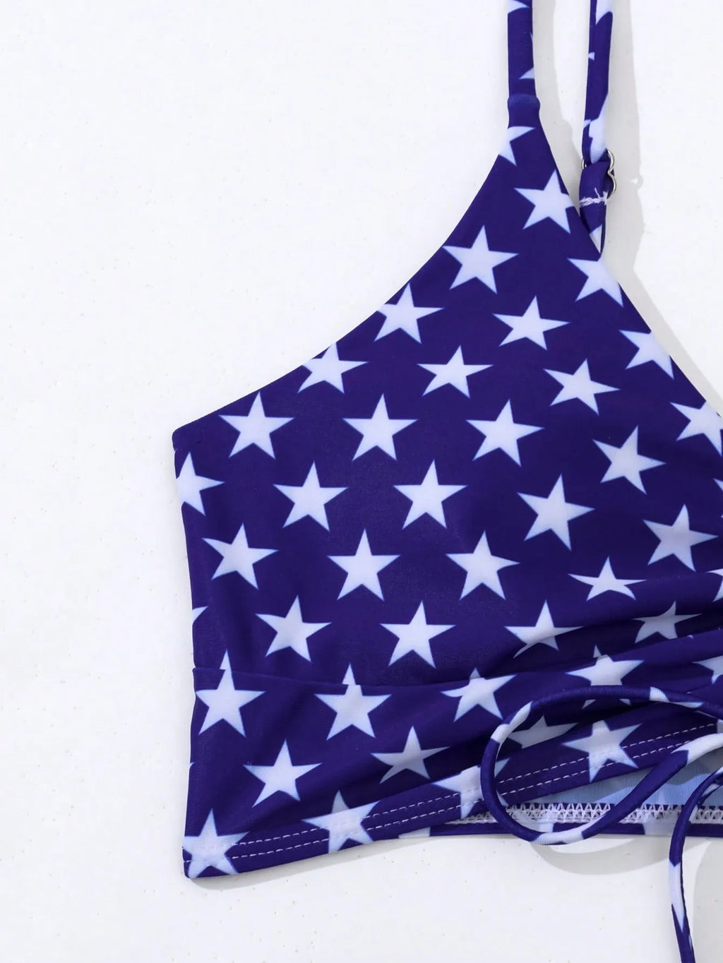 Women's high waist boxer swimsuit with drawstring in stars and stripes pattern