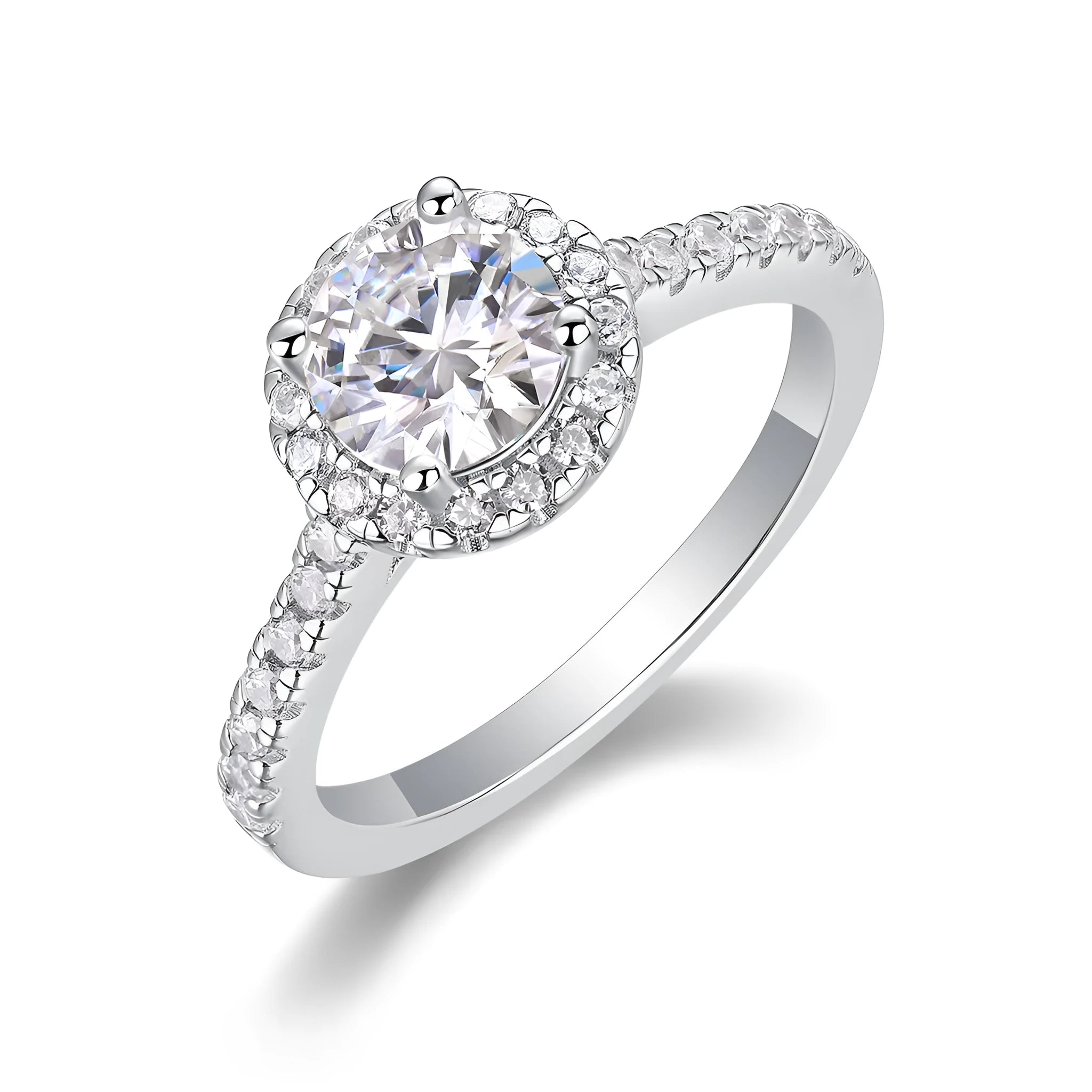 1-carat moissanite wedding ring set in S925 silver with platinum plating, gift box, GRA certificate