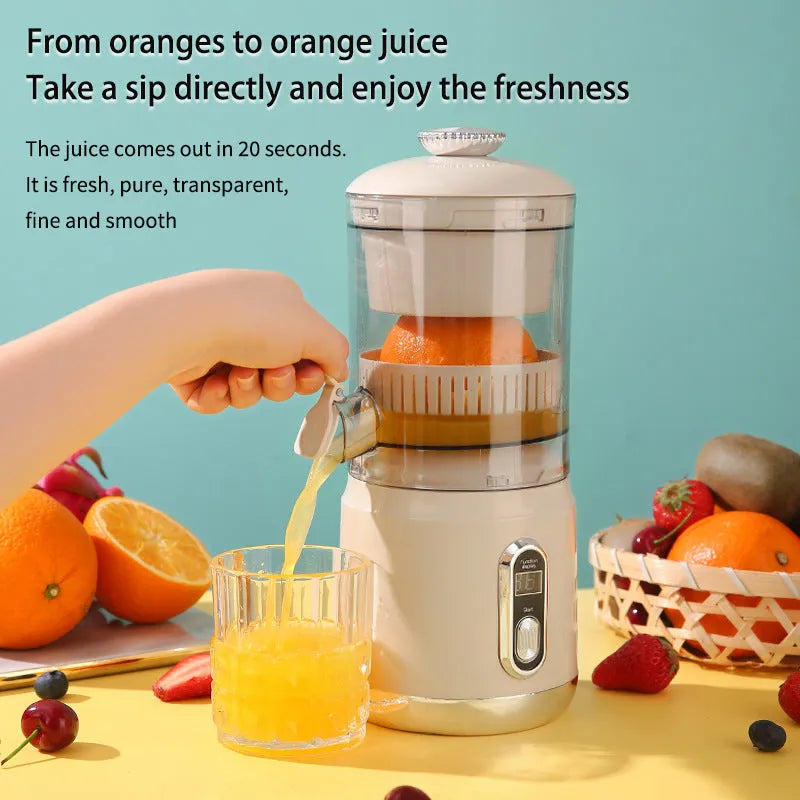 Portable electric juicer with 600ml capacity, ABS body, and slag juice separation in beige, blue, or green