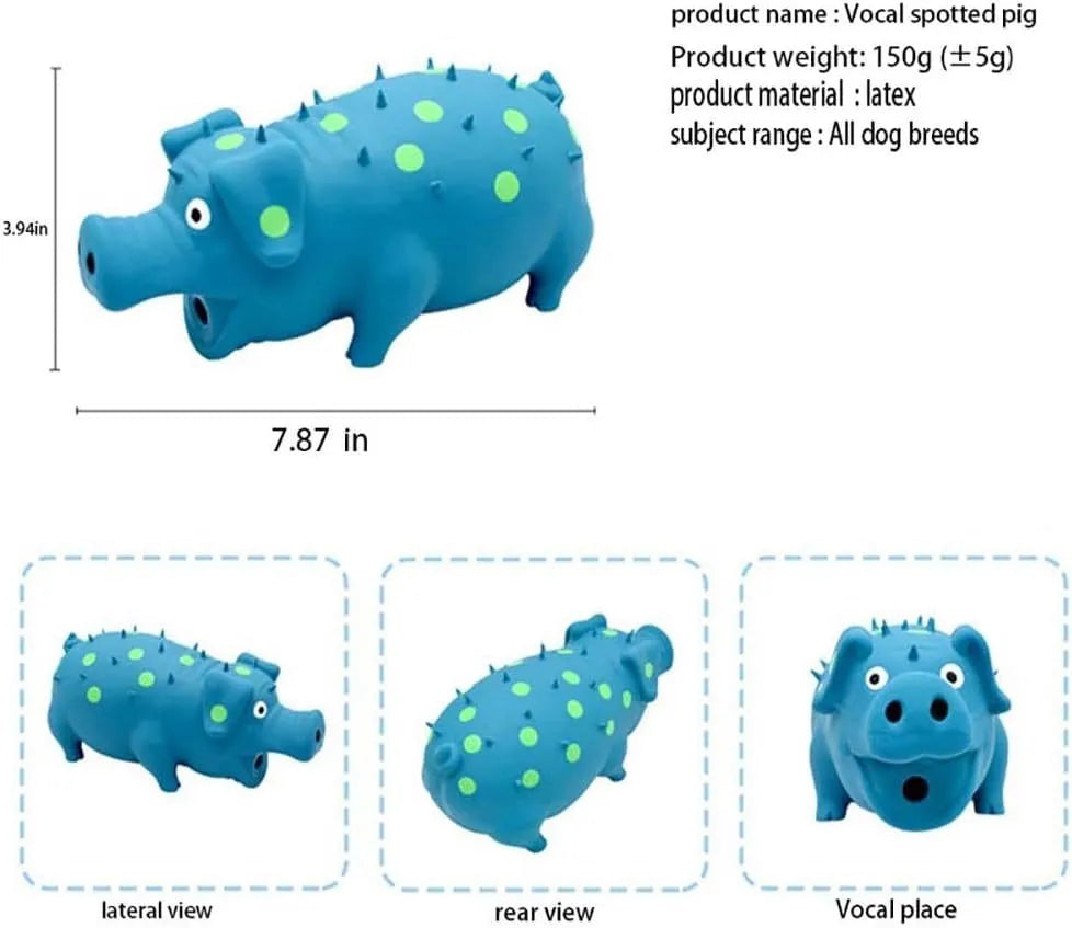 Latex pig-shaped dog chew toy with colourful options for aggressive chewers