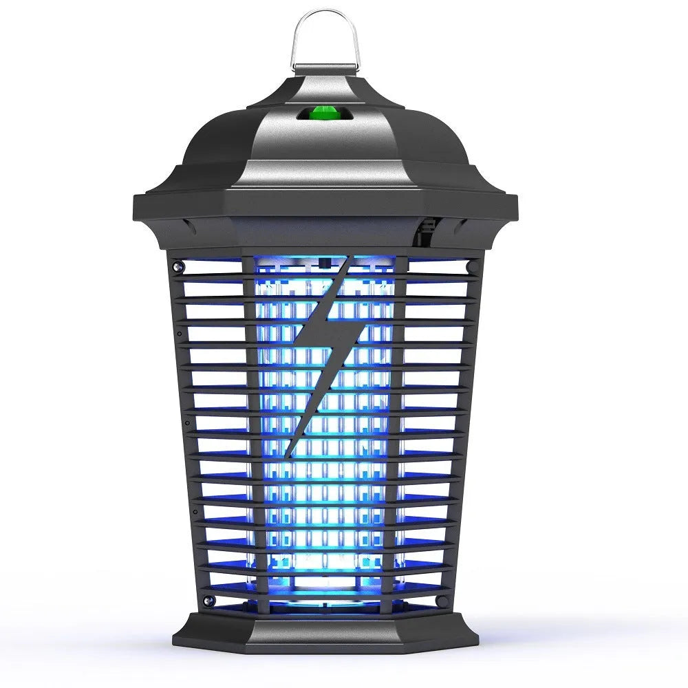 Black outdoor mosquito killer with UV light and electric shock grid for 61 square metre coverage
