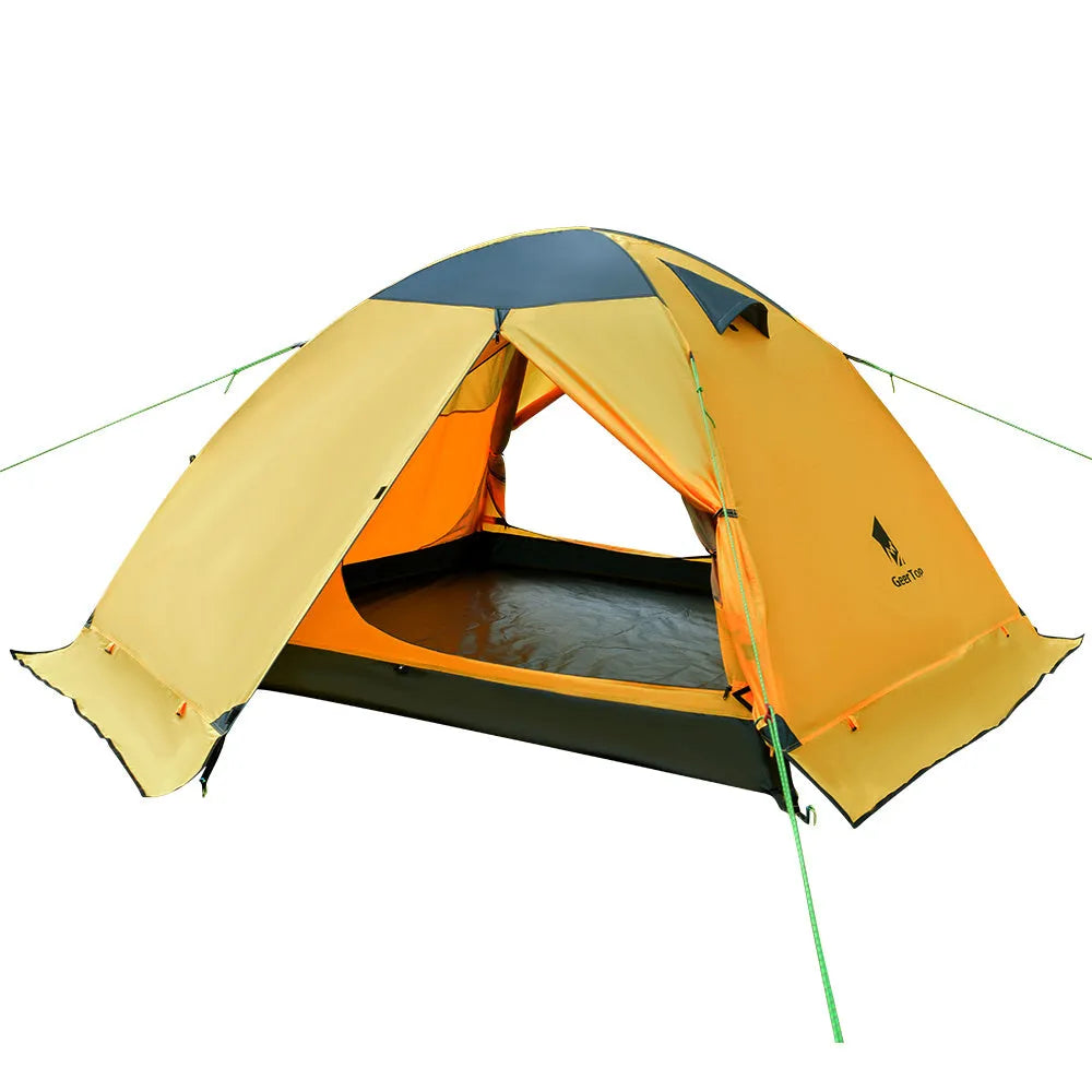 Outdoor folding tent in Army Green for summer camping with double-layer construction and 210x180 cm floor area