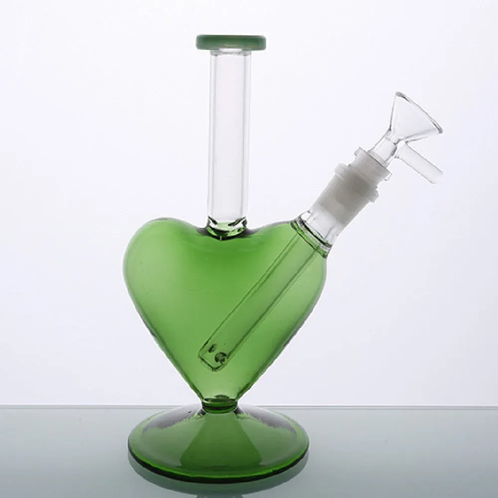 Polished high borosilicate glass pendant ornament in geometric shape, green or pink, for love crafts and decoration